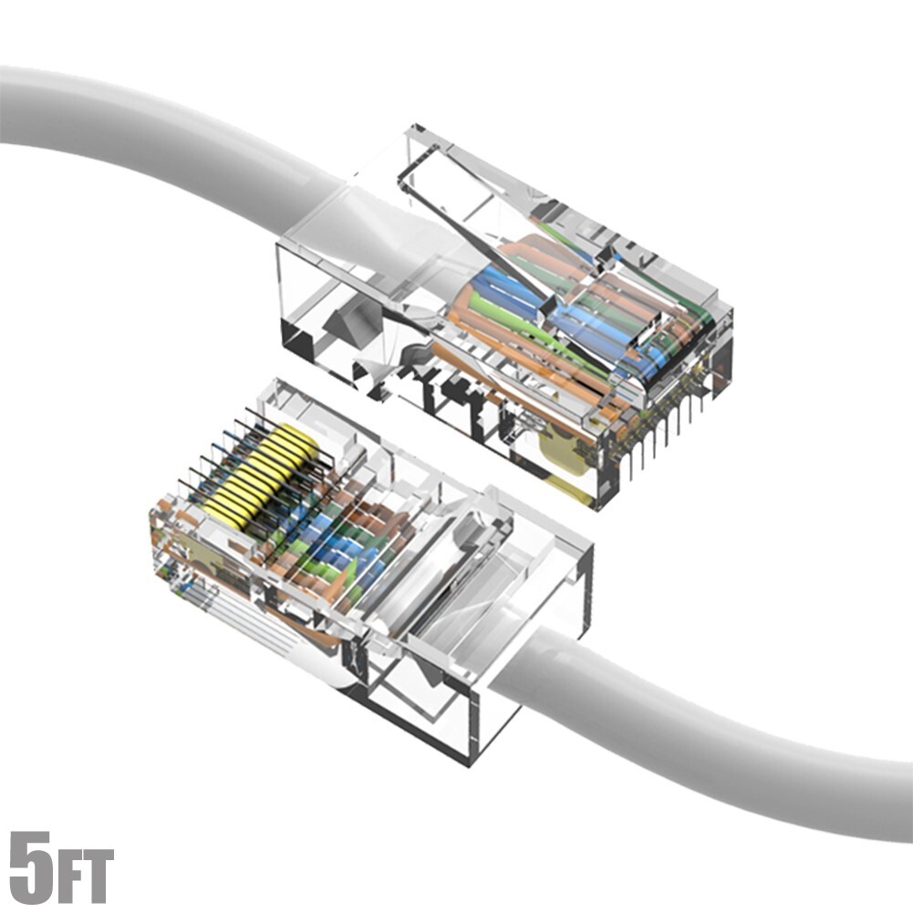 5FT Cat5e RJ45 Ethernet LAN Network UTP Non-Booted Patch Cable Copper Wire White