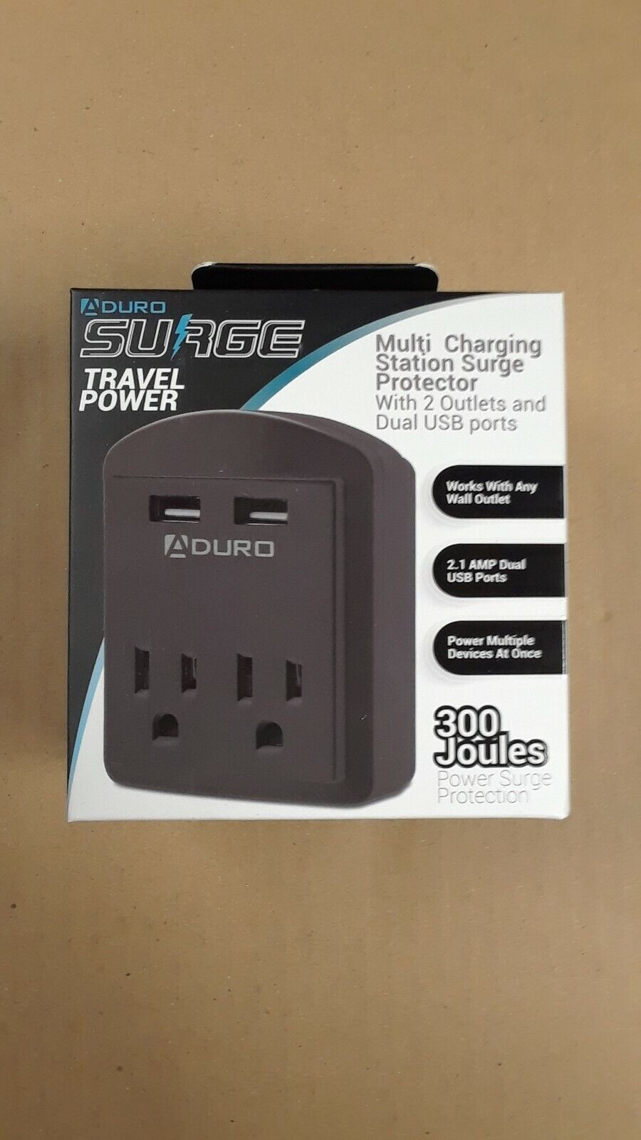 Aduro Surge Travel Power Dual Outlet / Dual USB Adapter - BLACK