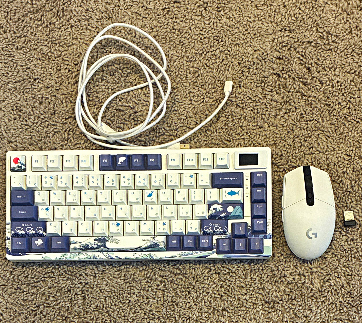 Logitech Wireless Compact QWERTY Keyboard + Mouse Bundle, White/Blue