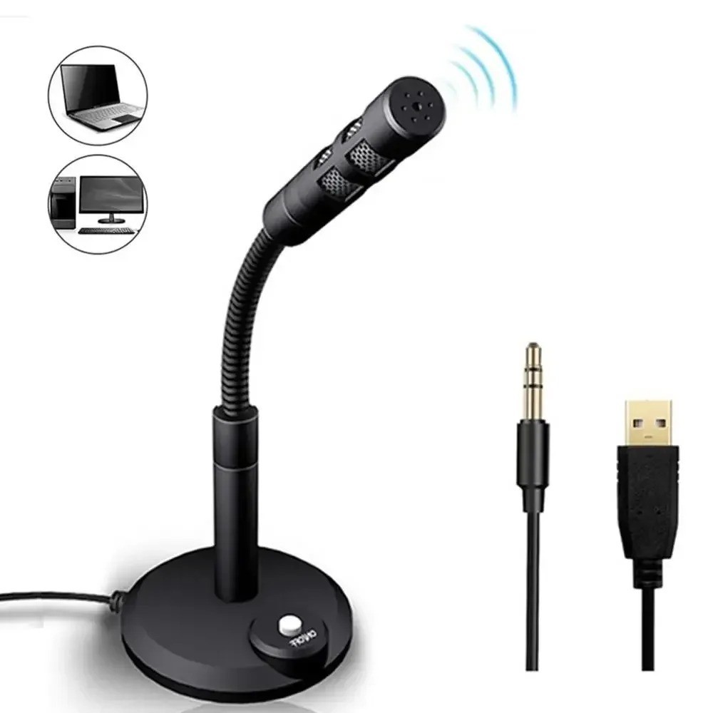 USB Desktop Microphone 3.5mm Omnidirectional PC Laptop Computer Mic for Computer