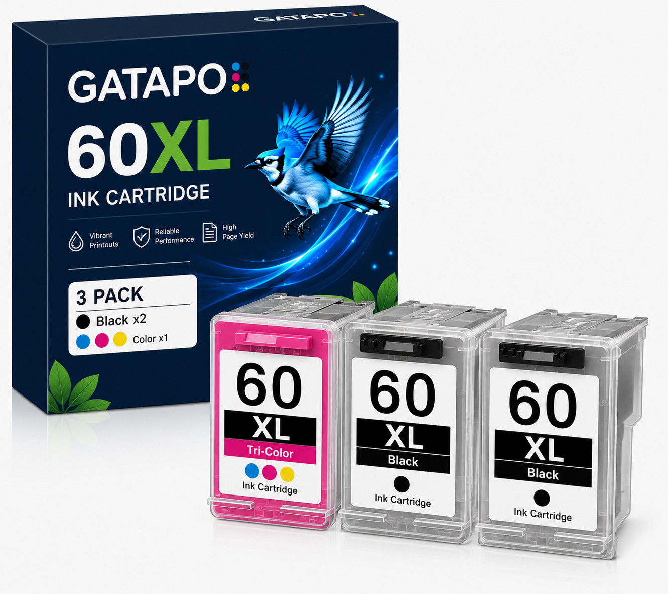 3-PK 60XL Ink Cartridges compatible for HP DeskJet D2680 F4280 F4480 Envy 100