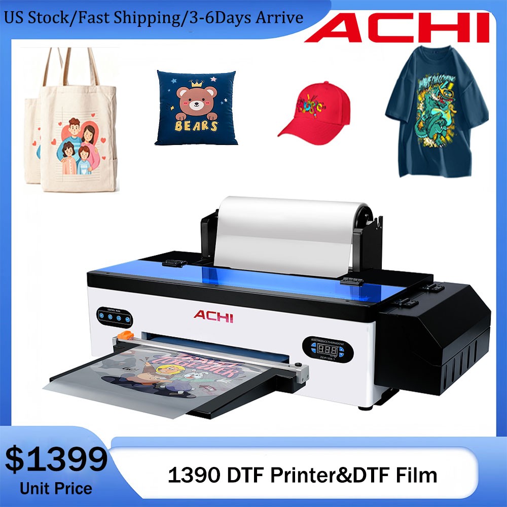 【US】ACHI A3 DTF 1390/1800 Printer Direct to Trasnfer Film DIY T-shirt Printing