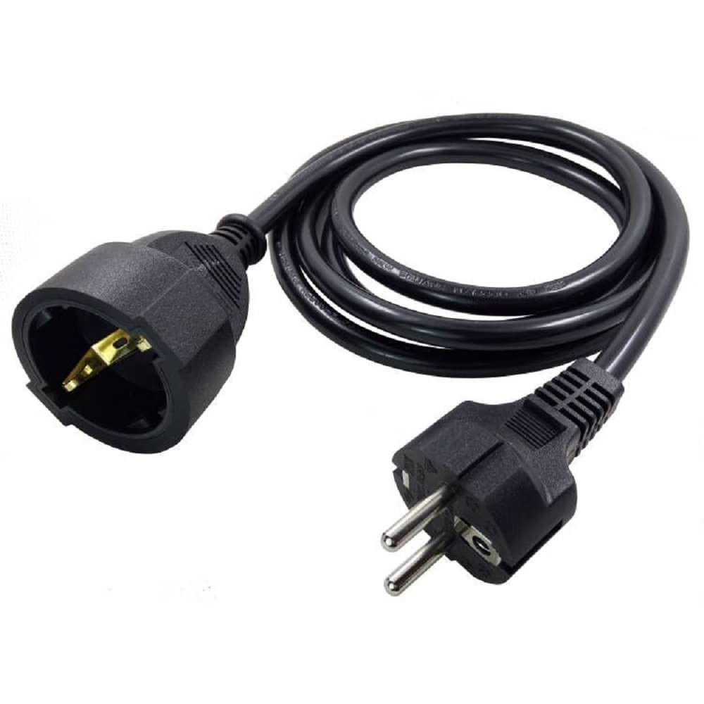 CEE7/7 European Schuko Male to Female Power Extension Cord, 2-Prong Germany C...