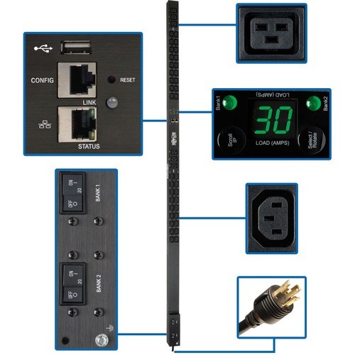 Tripp Lite by Eaton PDU 5.5kW Single-Phase Monitored PDU LX Interface 208/230V O