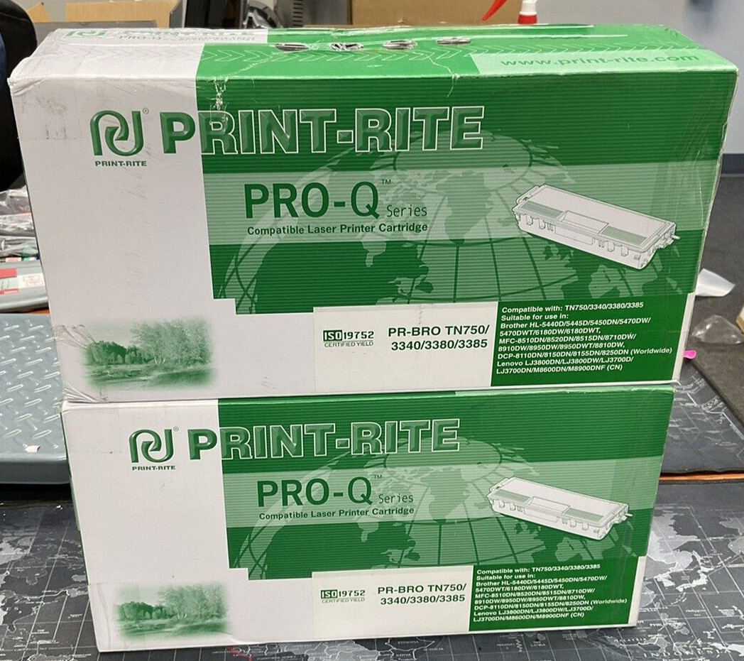(2) Print-Rite Pro-Q Series Compatible Laser Printer Cartridges PR-BRO TN750/