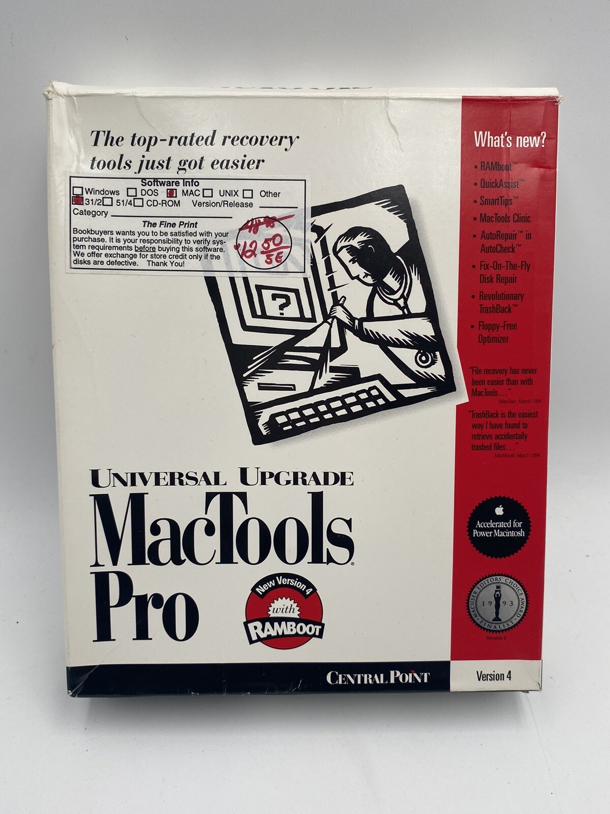 Vintage Universal Upgrade MacTools Pro Version 4 Floppy 1991 Central Point
