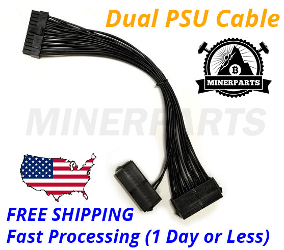 24PIN 20+4 DUAL PSU Multiple Power Supply Splitter Adapter 33cm Cable - 2 PSU
