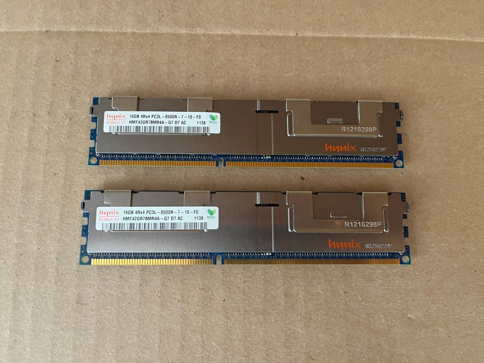 LOT OF 2 HYNIX 16GB PC3L-8500R 4RX4 DDR3-1066 240-PIN HMT42GR7BMR4A-G7 L4-3(7)