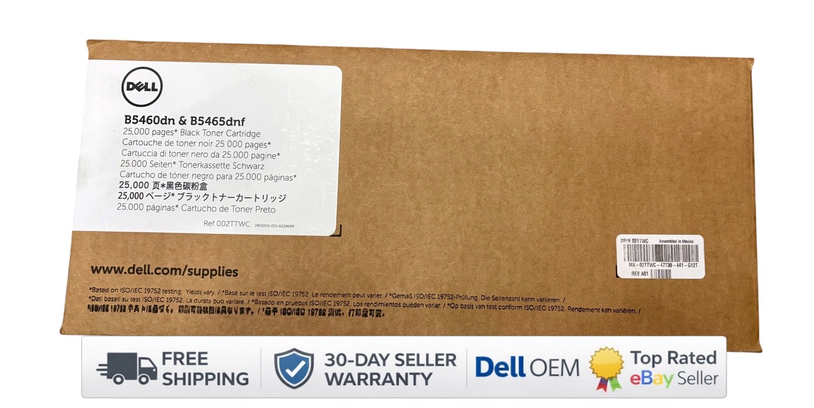 NEW SEALED Genuine Dell 2TTWC Black Toner Cartridge B5460dn B5465dnf B546X 25K