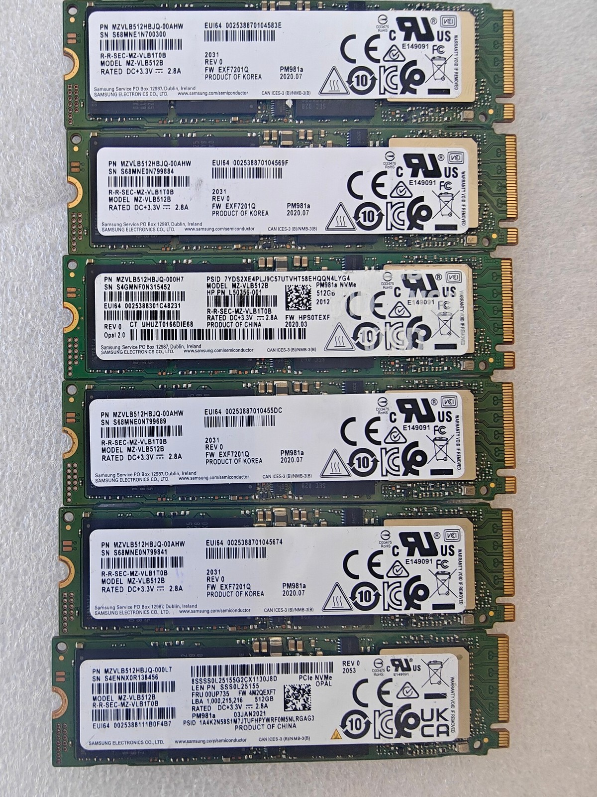 1PC Samsung PM981a 512G Solid‑State Drive, Model MZ‑VLB512B