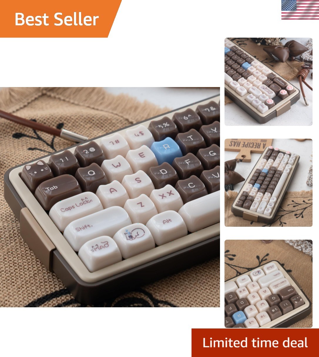 Siamese Cat Crystal Keycaps Set - 148 Keys for 60-100% Mechanical Keyboards