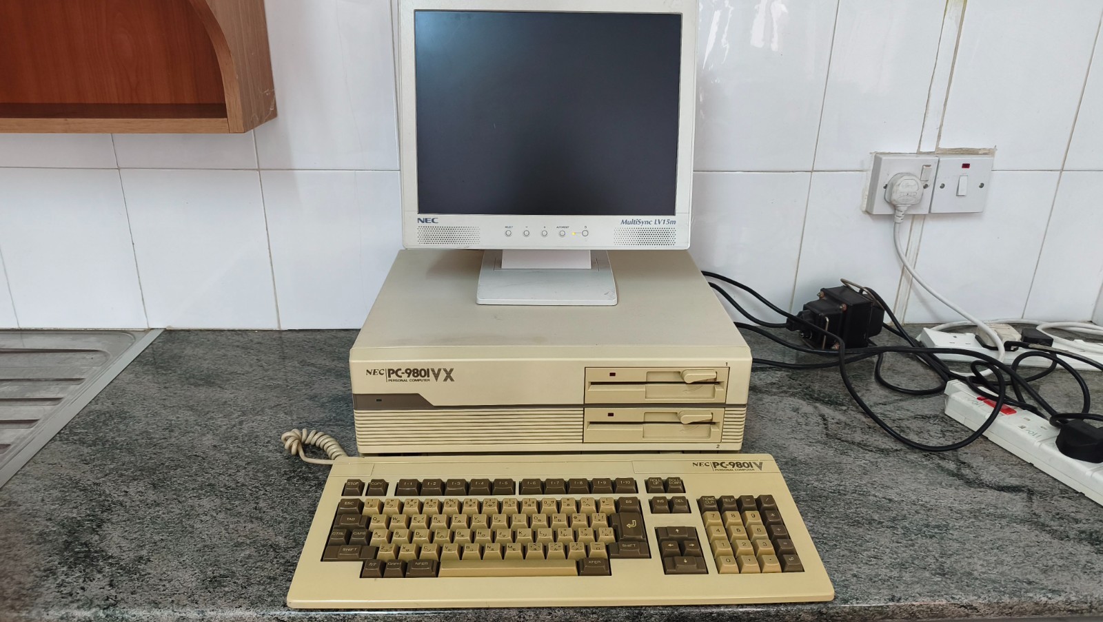 Vintage NEC PC-9801VX Japanese Computer System Powers On