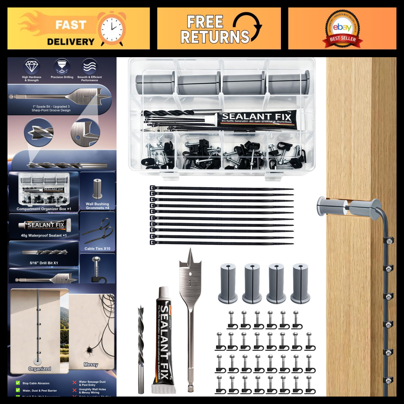 Cable Routing Kit for Wall Pass-Through Grommet - Mounting Accessories for Starl