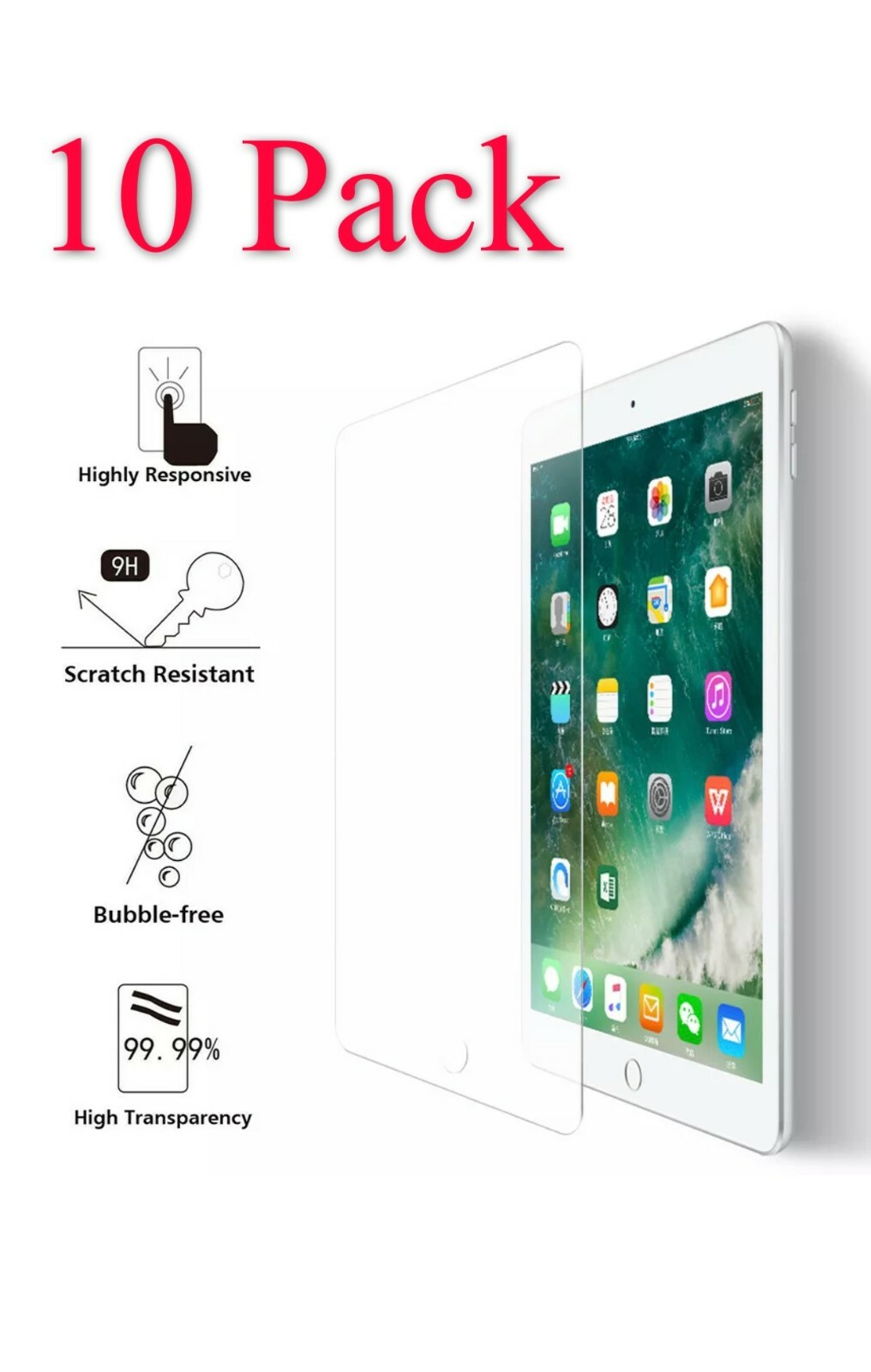 10x Tempered Glass Screen Protector For iPad 9.7 10.2 7th 5th 6th Air 1/2 Pro