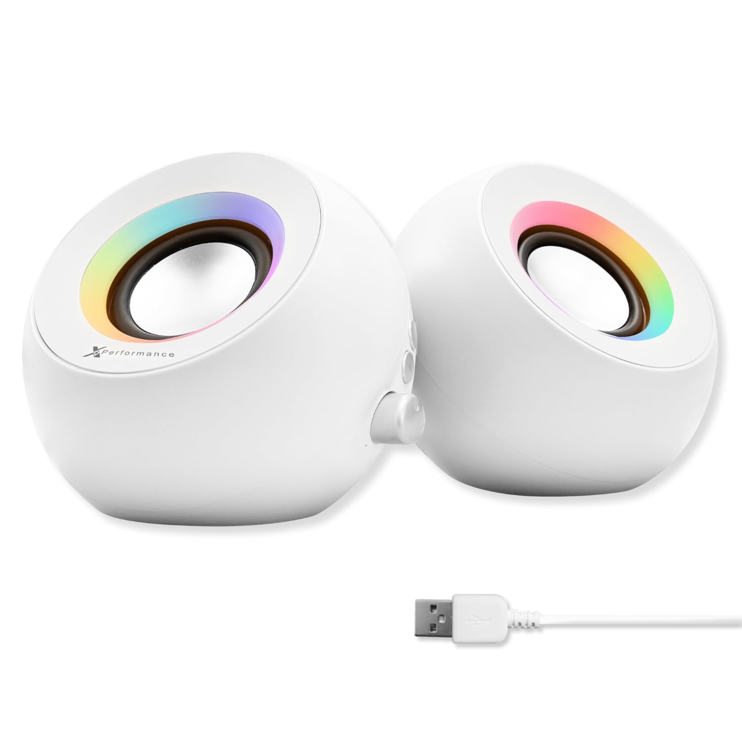 X9 Performance White Computer Speakers with RGB Lighting, Bluetooth, USB, and...