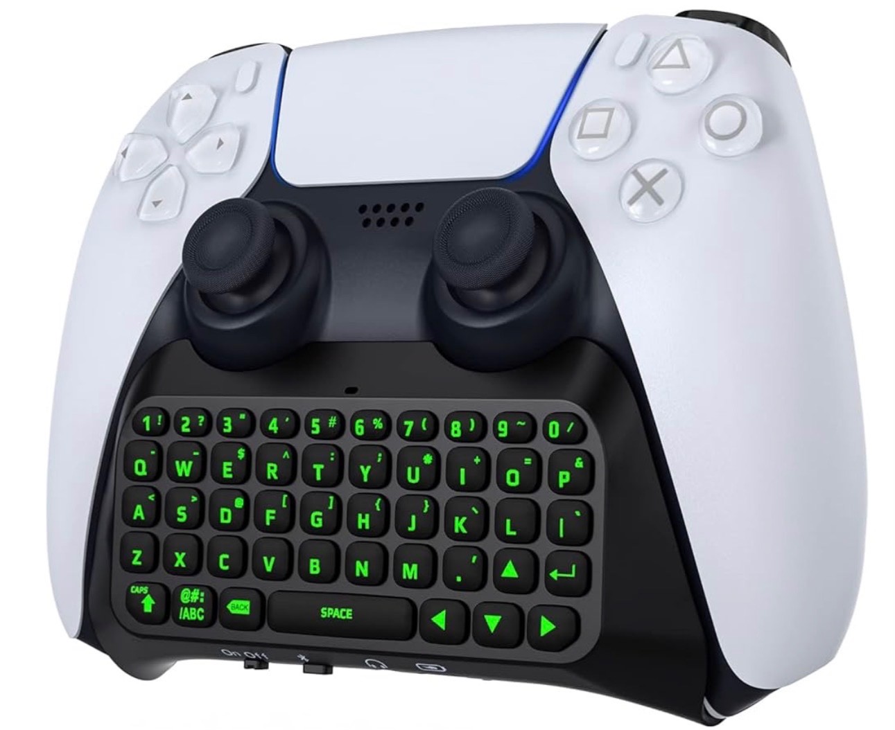 Keyboard for PS5 Controller with Green Backlight Bluetooth Wireless Mini Keypad,