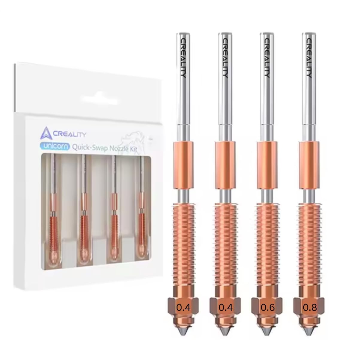 K1 Unicorn Nozzle Set for Creality Ender 3 V3 Plus - 0.4, 0.6, 0.8mm, 4PCS