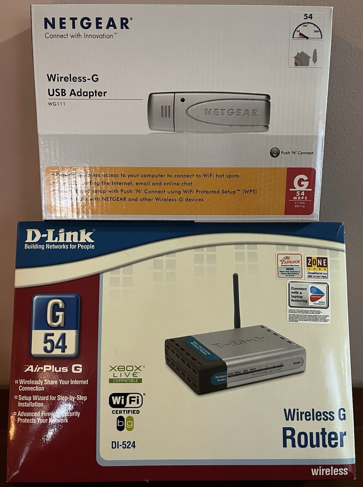 D-Link Wireless G Router DI-524 & Netgear Wireless G USB Adapter WG111