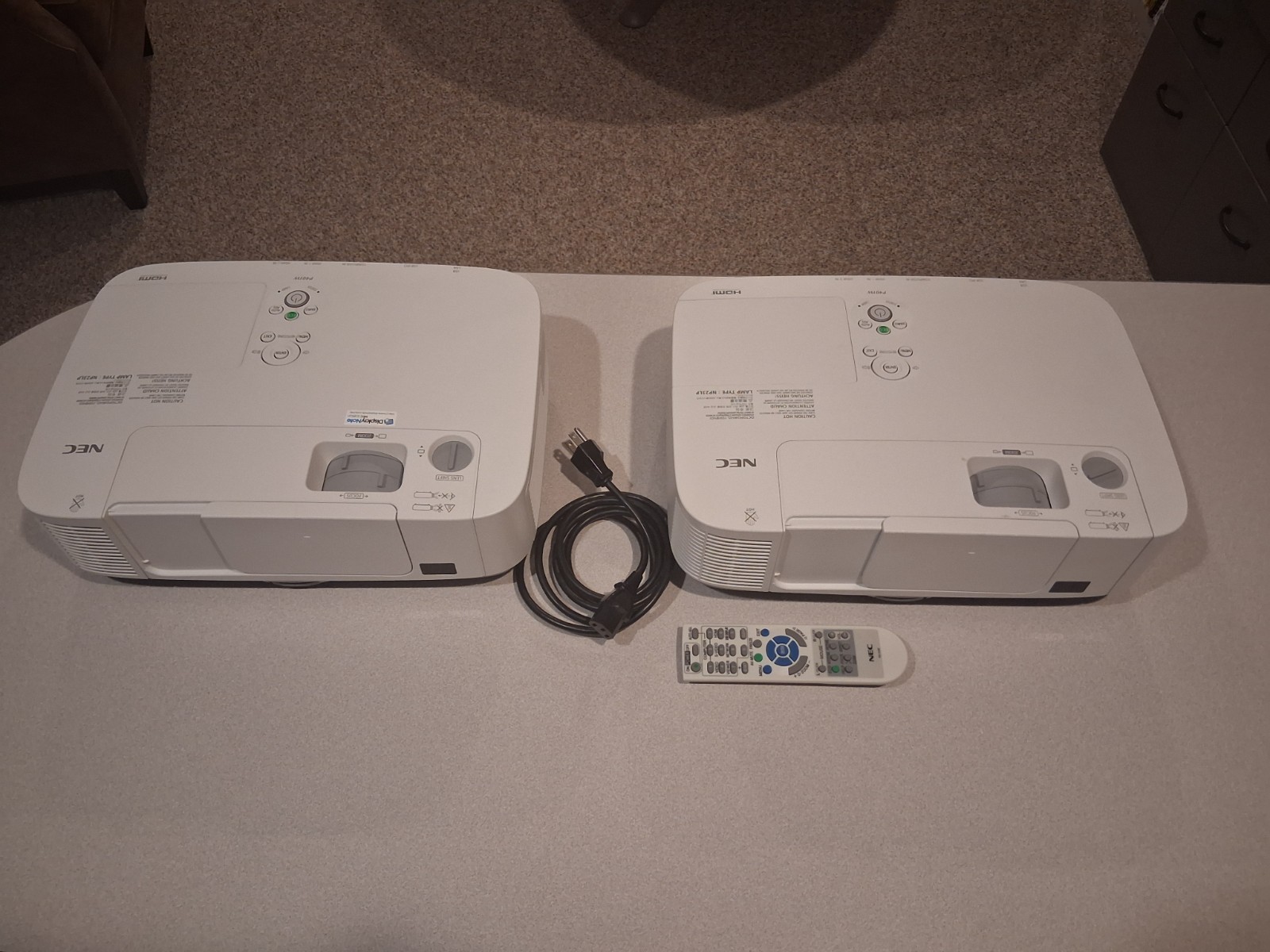 NEC NP-P401W LCD Projector 4000 Lumens WXGA 1280x800 - Lot of 2 - Working