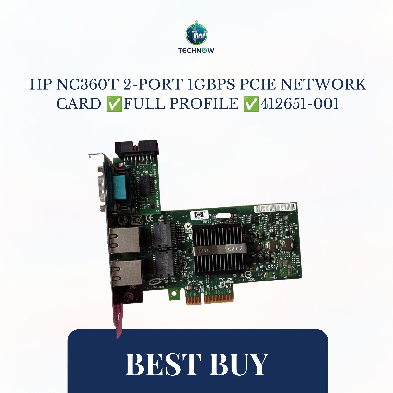 HP NC360T 2-Port 1Gbps PCIe Network Card ✅Full Profile ✅412651-001