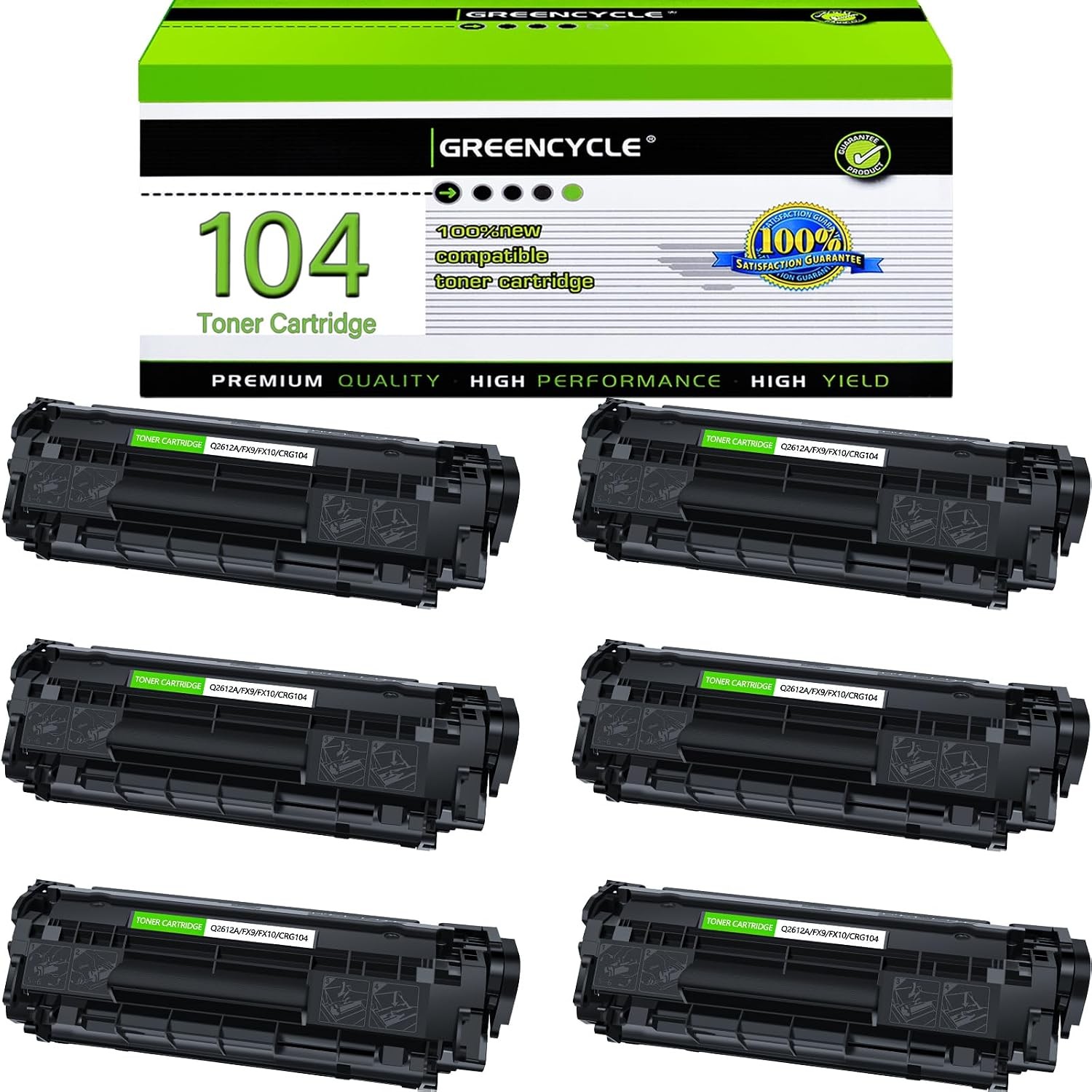 6PK Toner Replacement For Canon 104 FX9 FX10 ImageClass MF4350D MF4150 D420 D480