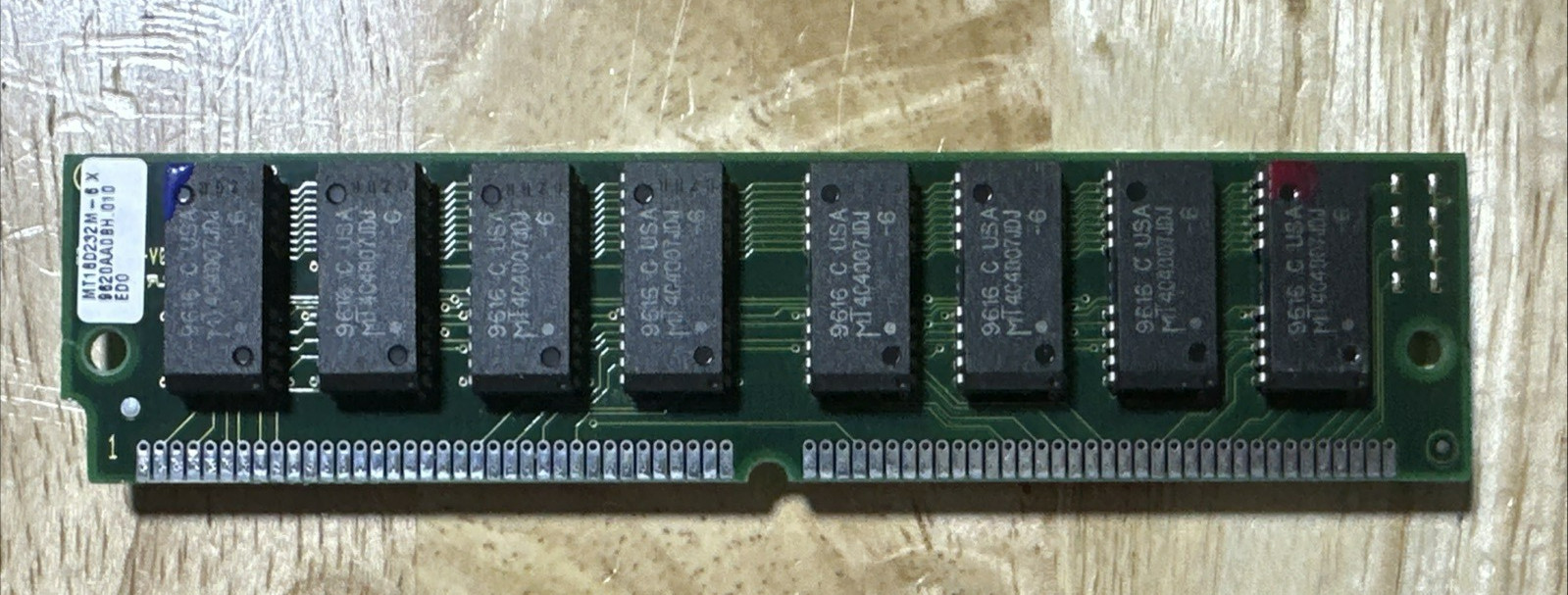 MICRON TECHNOLOGY MT16D232M-6 X 9620AA0BH.010 EDO DRAM SIMM MEMORY CIRCUIT BOARD