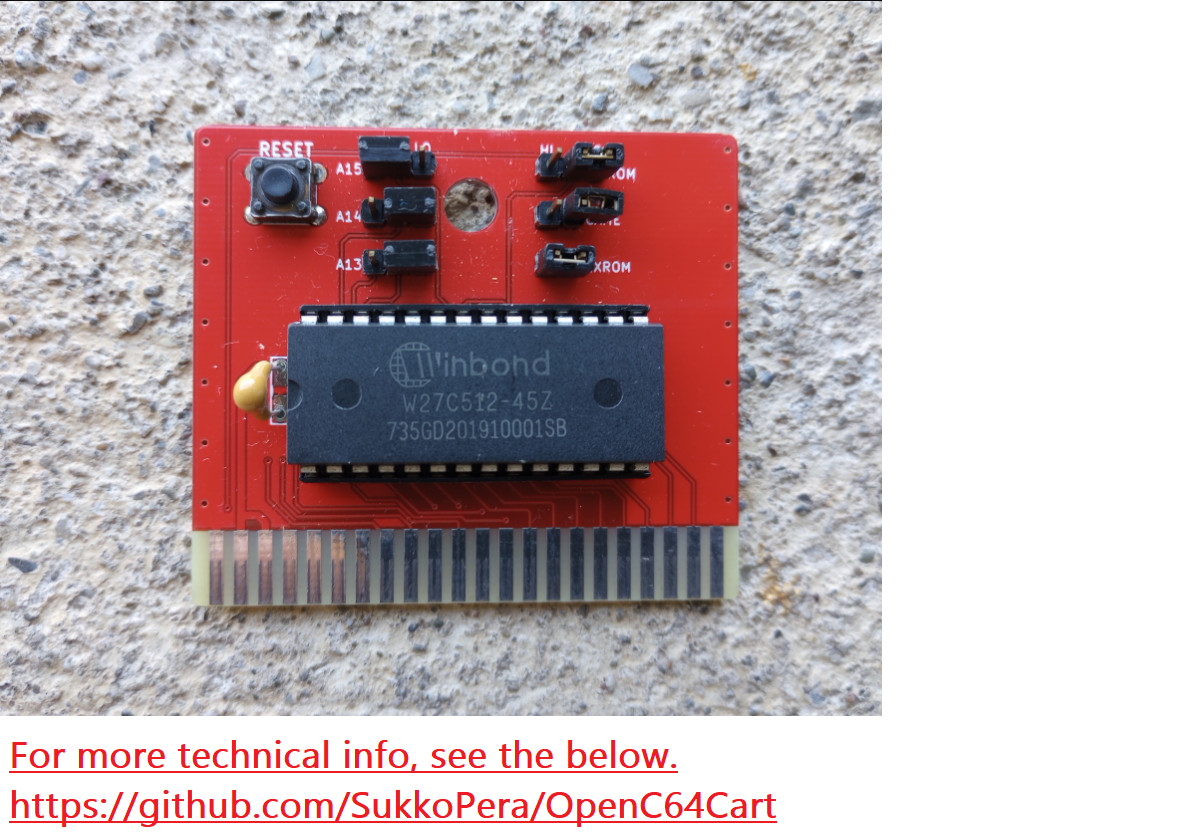 C64 Commodore 64 64KB cartridge with NEW 27C512 (64KBx8) EEPROM READY TO USE