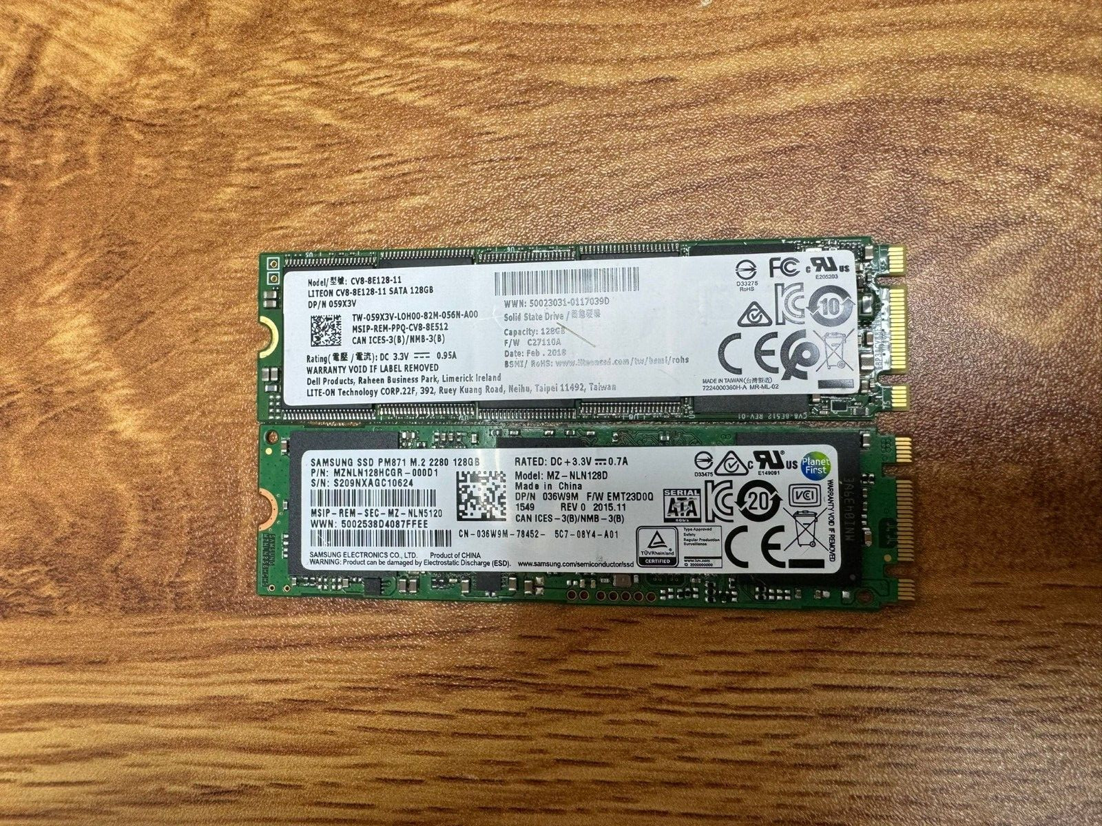 2 PACK 128 GB SSD M.2 2280 SATA Solid State Drive Major Brands, Samsung, LiteON