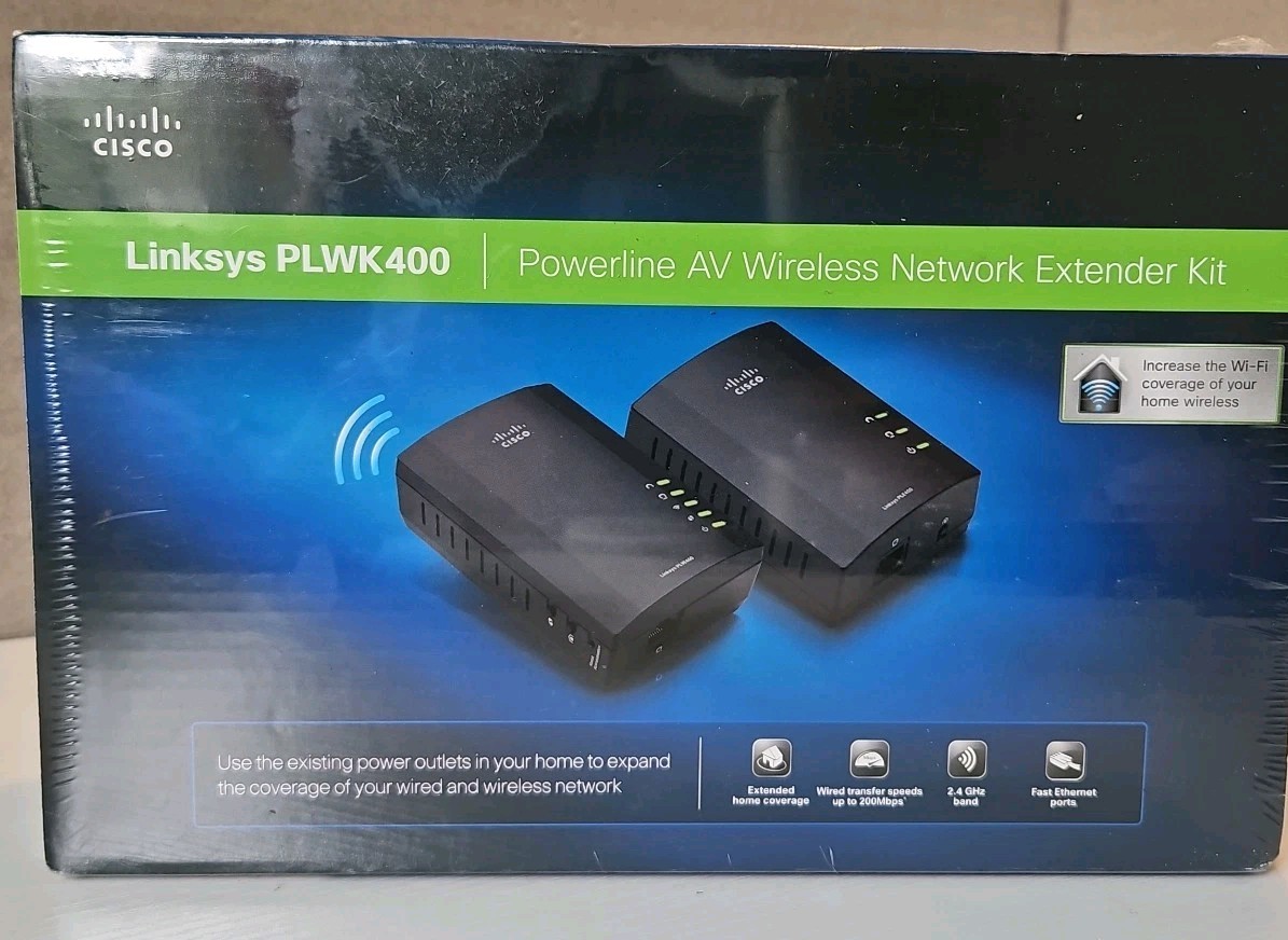 Linksys Cisco Powerline 400 Bridge - PLEK400 HomePlug AV (HPAV)  New Sealed
