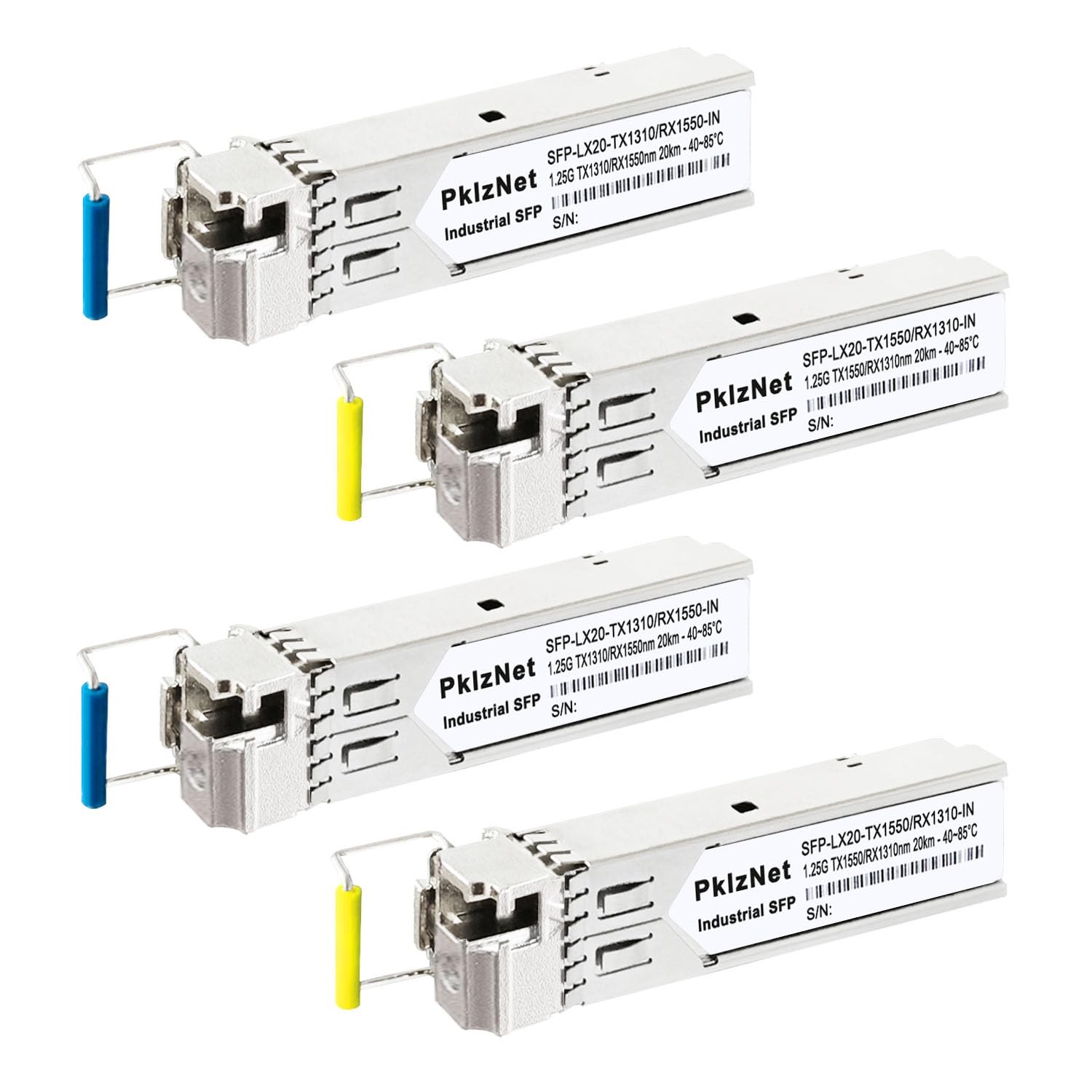 4 PCS 1.25G BIDI SFP Single Mode Industrial Fiber Module Transceiver 20km DDM