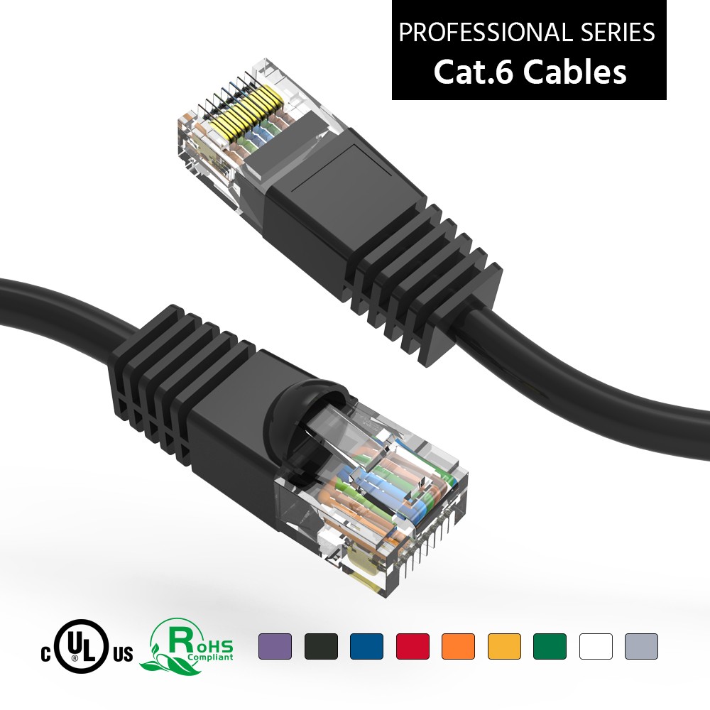 20 Pack of 10Ft CAT6 UTP Ethernet Network Booted Cable 10-100 Feet Black