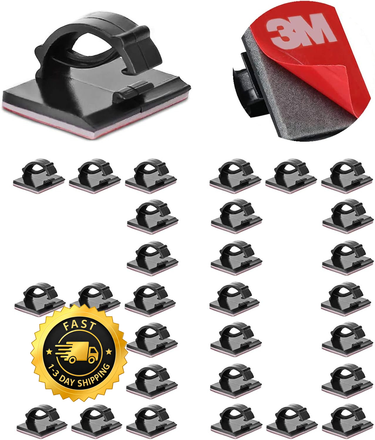 3M Cable Clips Self Adhesive Cord Organizer, Wire Holder Clamp Management