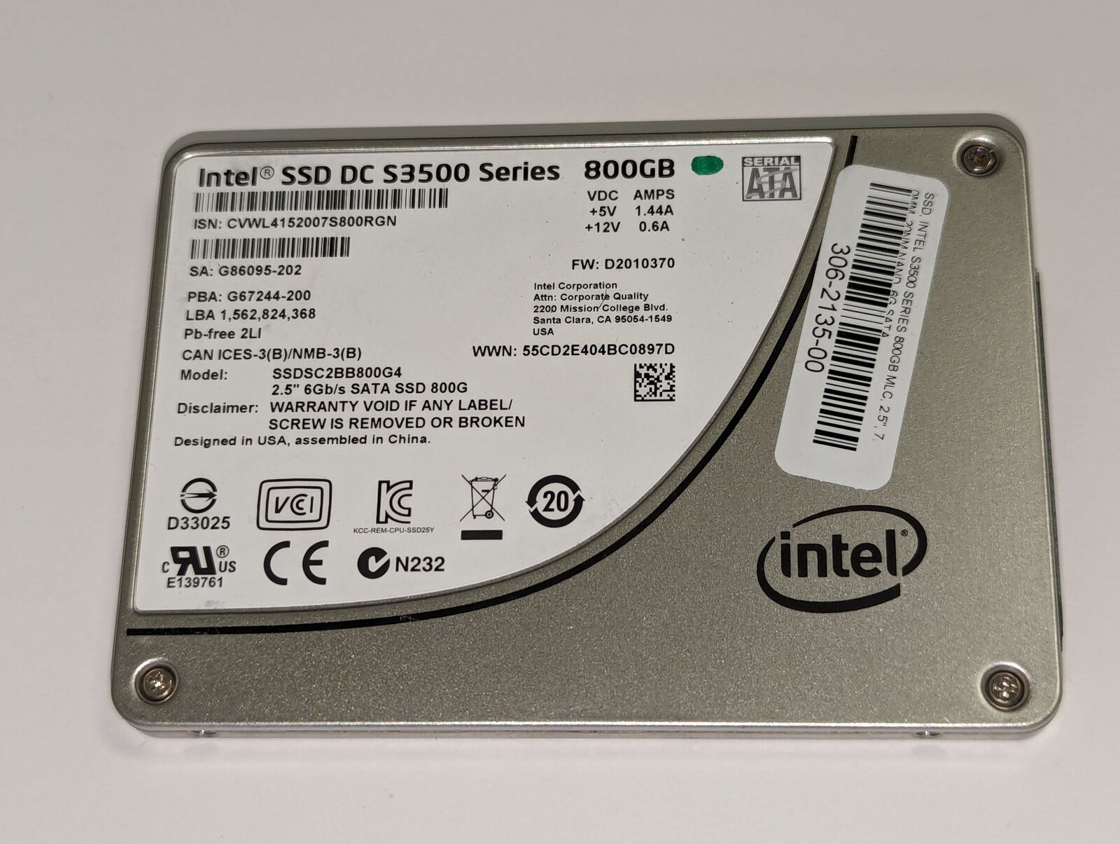 Intel 800GB SSD DC S3500 Series 2.5\