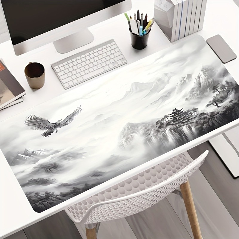 A Large Ink Wash Painting Mouse Pad Featuring an Eagle Design, Thickened for G