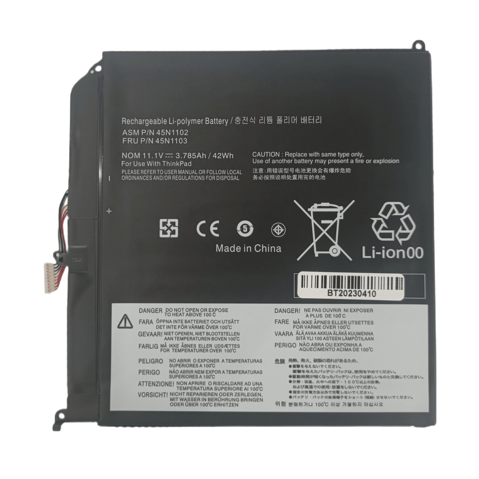 New 45N1102 45N1103 42Wh Tablet Battery for  ThinkPad Helix X1 MT3697