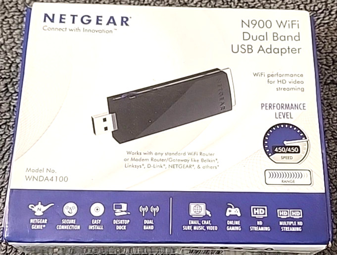 Netgear N900 WiFi Dual Band USB Network Adapter, Model WNDA4100