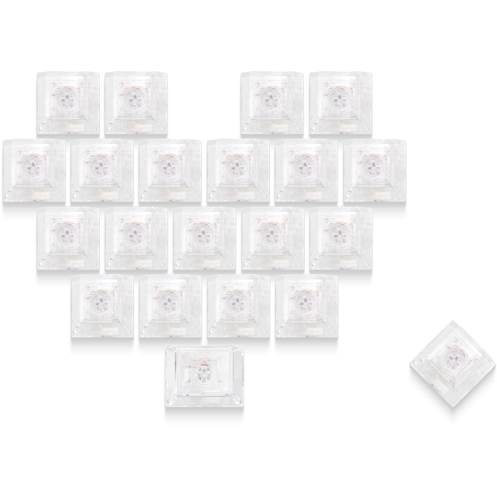 21 PCS Blank Crystal Transparent Keycaps Custom DIY Sweet Heart Cherry MX