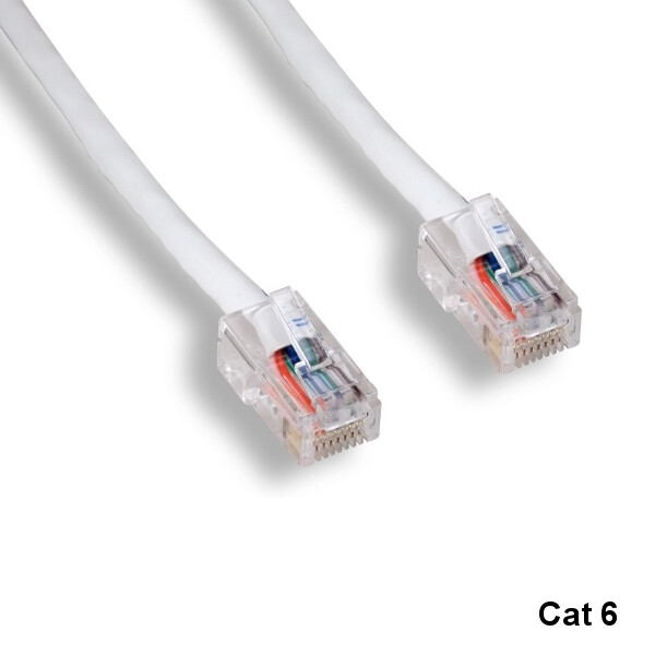 Kentek White 100ft Cat6 UTP Non-Booted Ethernet Patch Cable 24AWG 550MHz Network