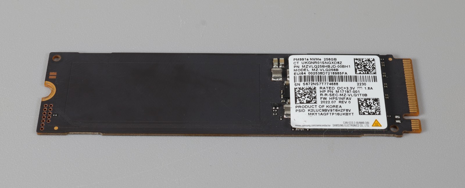 Samsung PM991a 256GB NVMe M.2 2280 SSD MZVLQ256HBJD-00BH1 Tested
