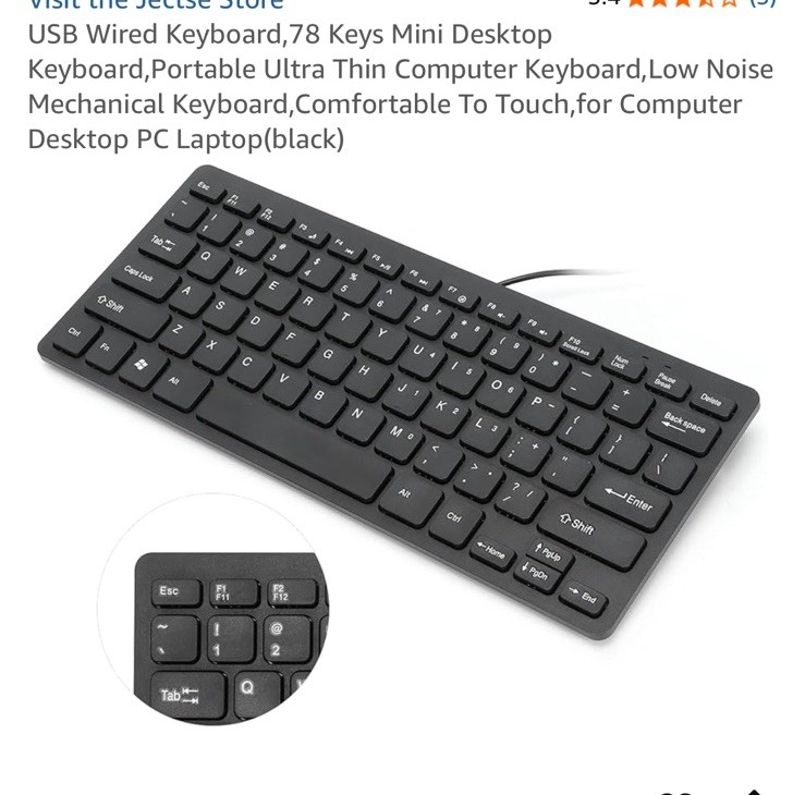Mini Keyboard Waterproof Antibacterial Durable Elegant Design Black QWERTY