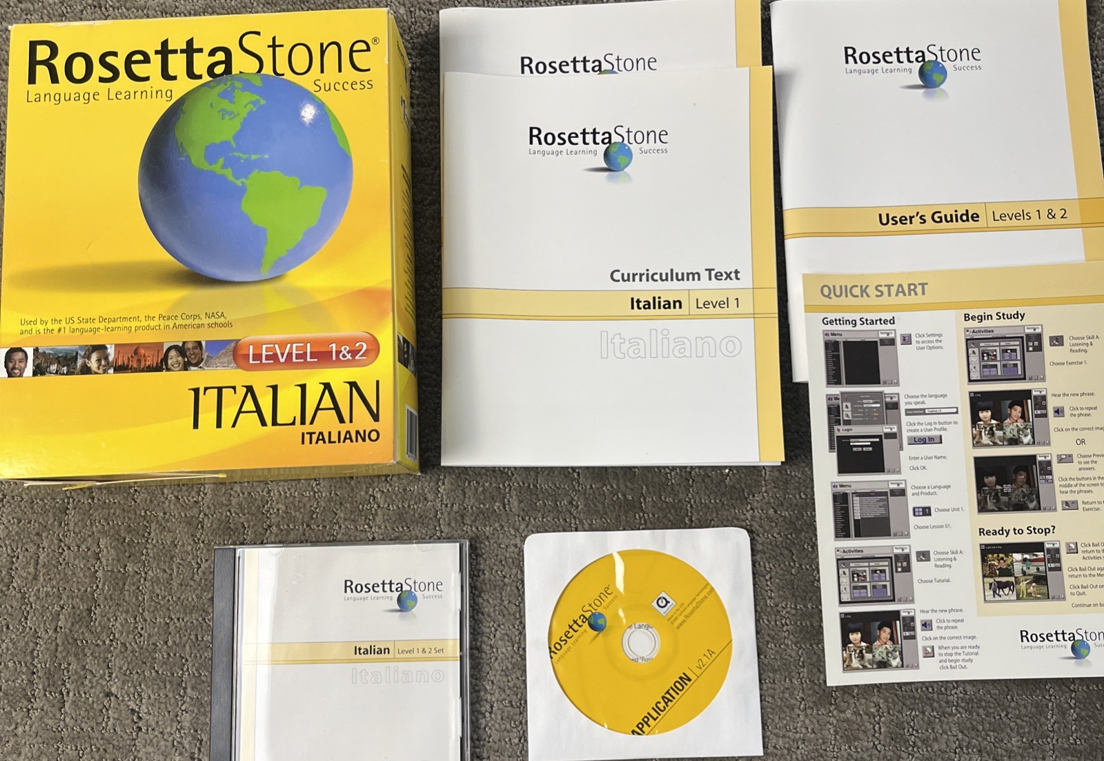 Rosetta Stone Italiano Level 1 & 2 Personal Edition New Open Box Complete