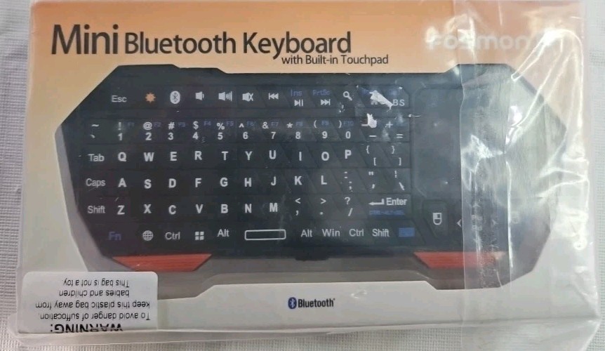 Fosmon 23022KB Mini Bluetooth Keyboard Built In Touchpad Backlit Wireless Qwerty