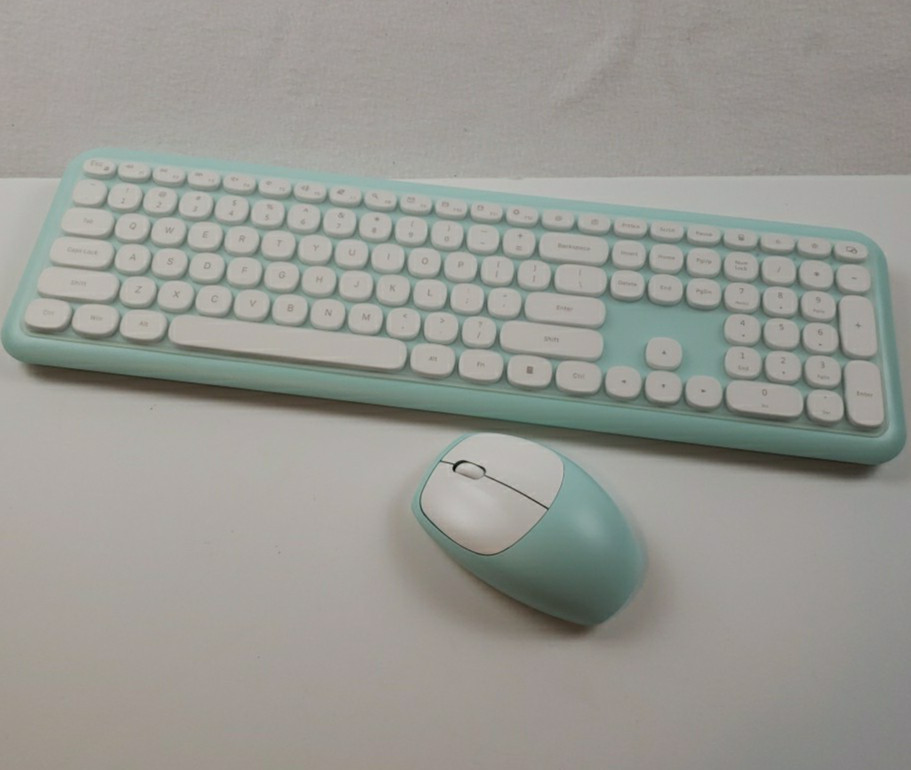 New UBOTIE Wireless Keyboard & Mouse Combo Retro Round Keys Colorful Cute