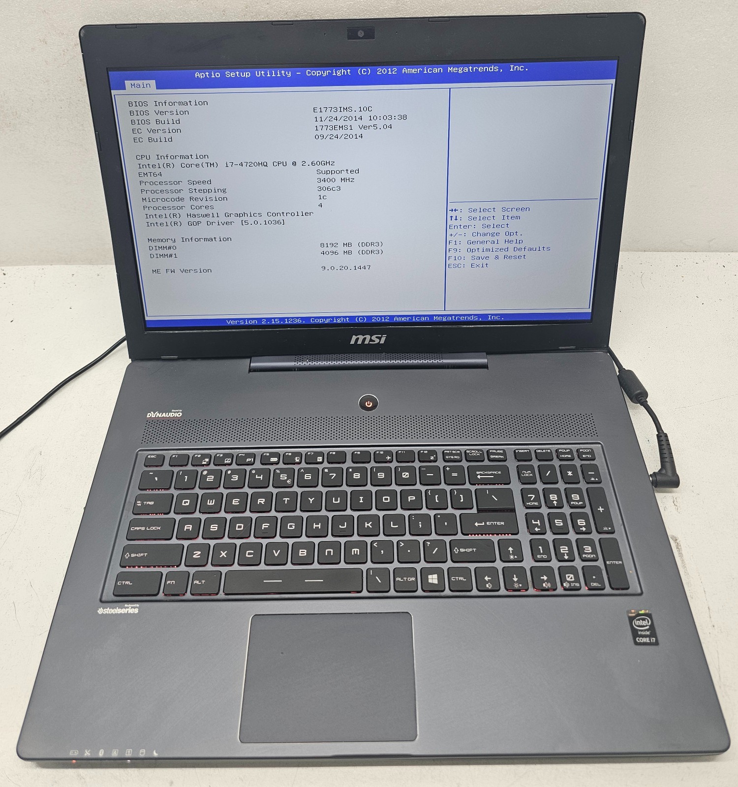 MSI GS70 2QE Stealth 17.3" Laptop Intel Core i7-4720HQ 12GB Ram NO HD/OS (FL)