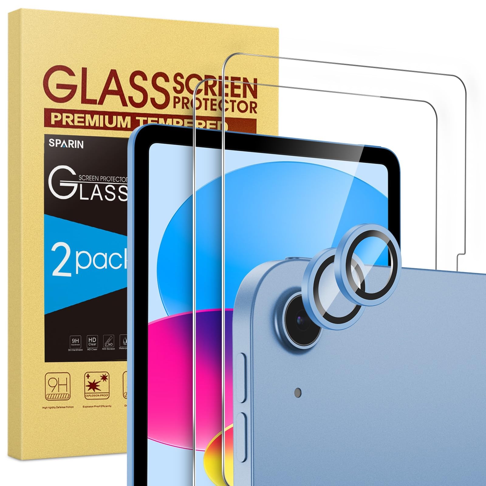 SPARIN 2+2 Pack Screen Protector for iPad (A16) a16&10th 11"/10.9", Blue 