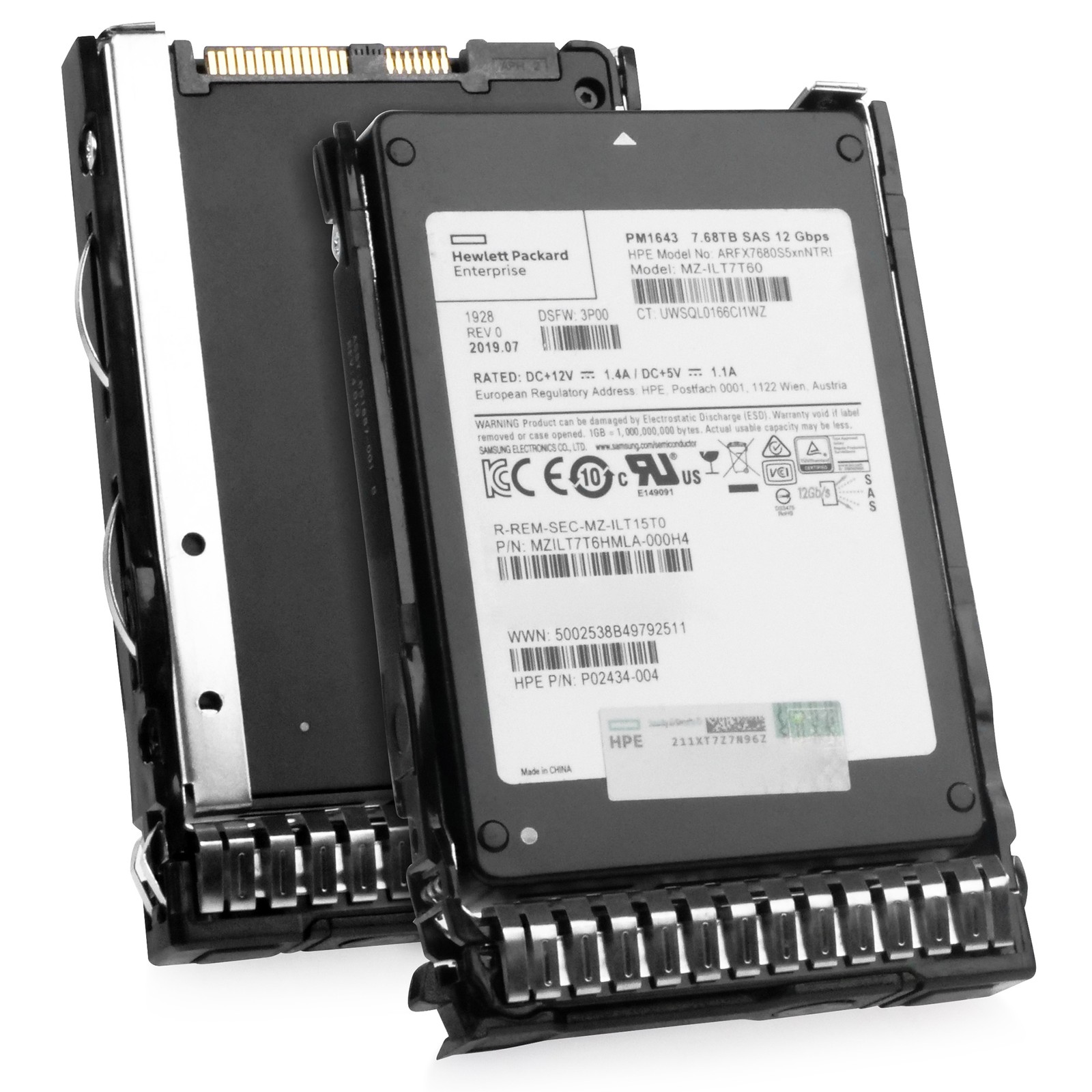HP G8 P02434-004 7.68TB 3D TLC 1 DWPD SAS 12Gb/s 2.5" Enterprise SSD