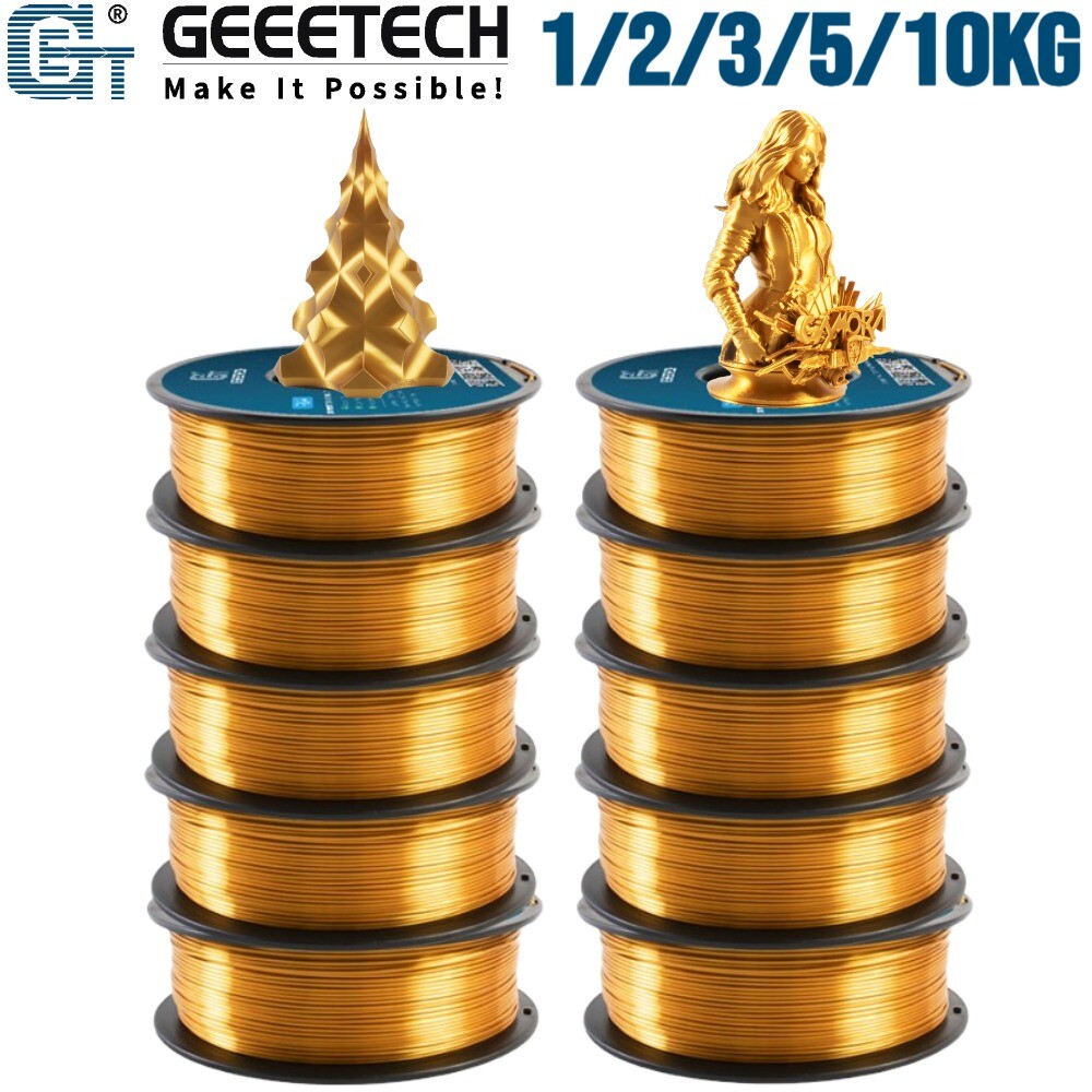 GEEETECH 1/2/3/5/10KG 3D Printer Filament Silk Gold PLA 1.75mm 1kg Bulk Lot US