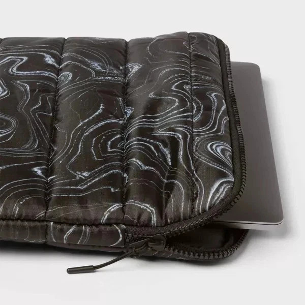 Heyday 15" Laptop Sleeve Case Black Marble Padded Zip Protective Cover - A22