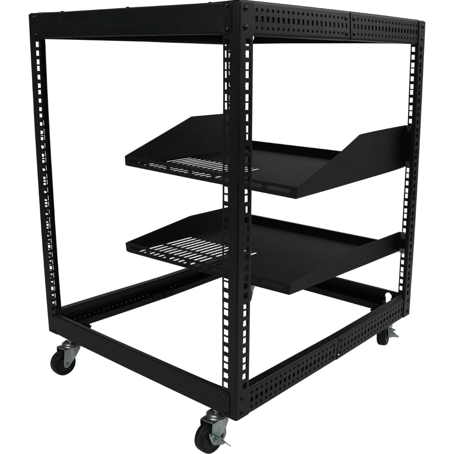 Pearington 12U Open Frame Server Rack Adjustable Depth 4 Post With Casters