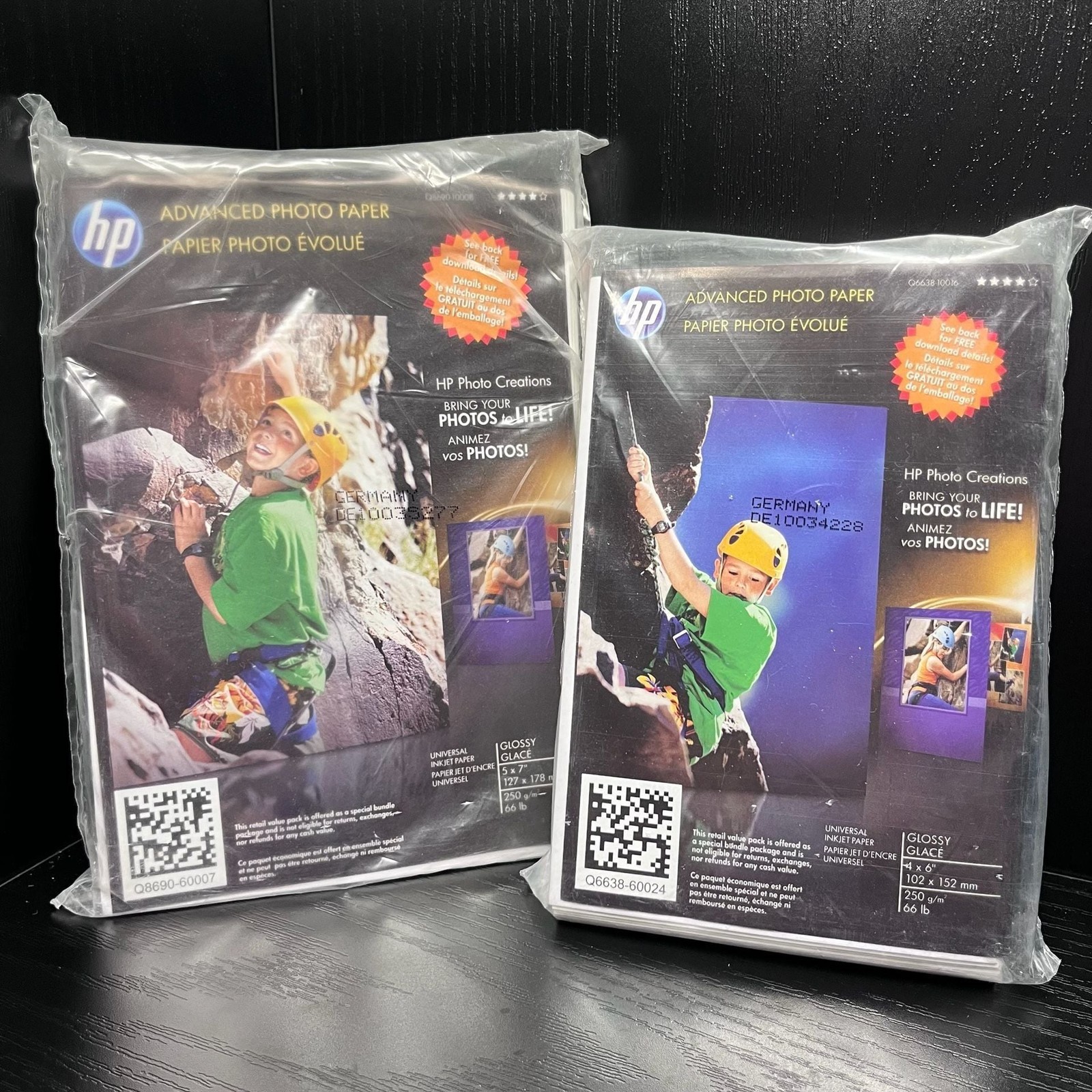 HP Advanced Glossy Photo Paper Bundle 4x6 & 5x7 Sealed OEM Inkjet